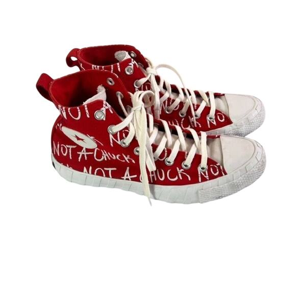 Converse Sneakers Unisex M 8.5 W 10.5 Red White High Top Not A Chuck Embroidered - Picture 2 of 16